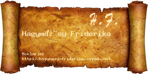 Hagymásy Friderika névjegykártya
